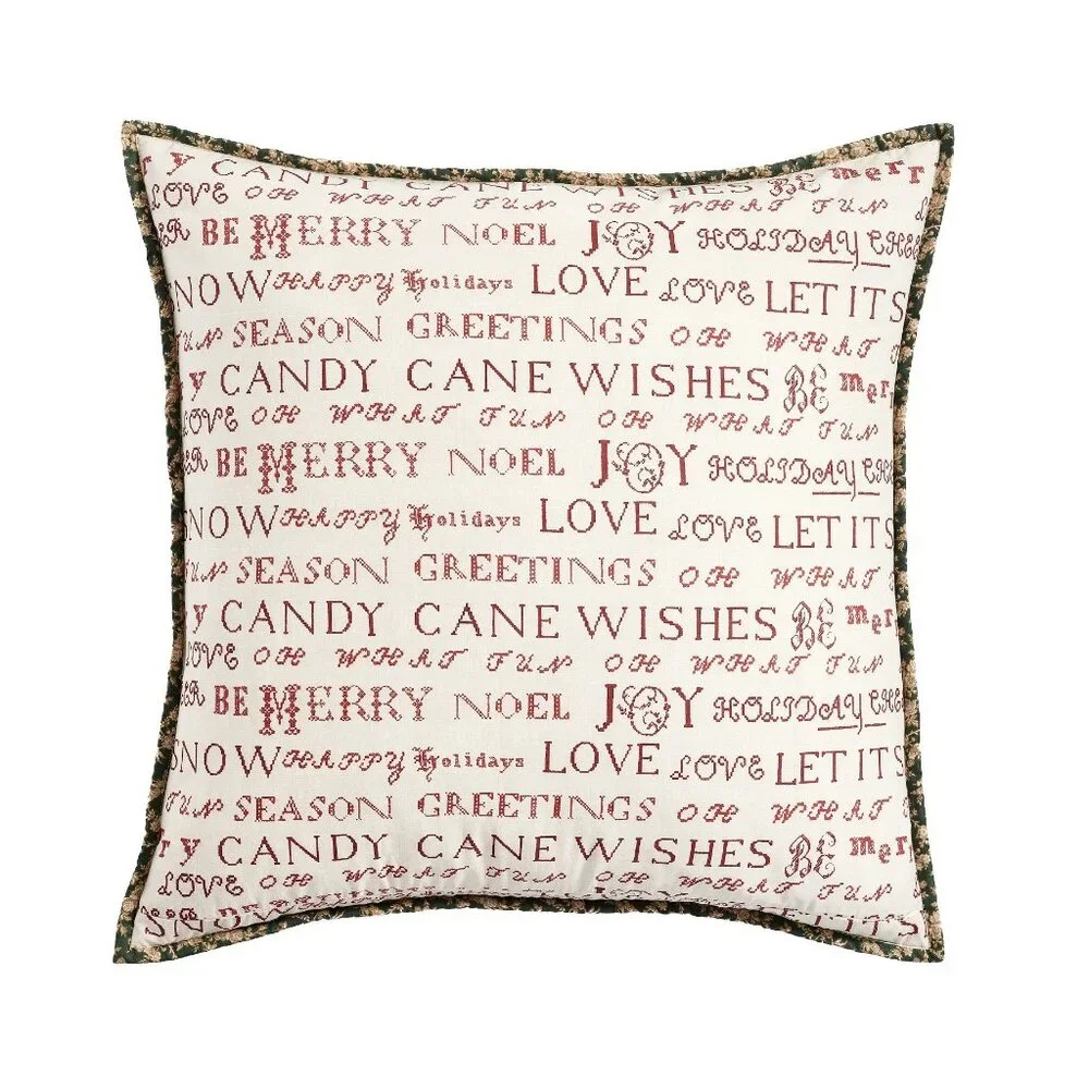 Pottery Barn Winter Wreath Quilted Pillow Sham Cover EURO Patchwork NEW